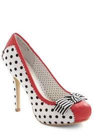 Black And White Polka Dot Heels Womens Take The Spotlight Heel Mod Retro Vintage Heels Modcloth Com Heels Fabulous Shoes Vintage Heels