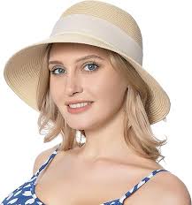 Chapeau de paille à large bord pour femme UPF50 + anti-UV