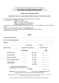 To A Group Booking Form For A Visit