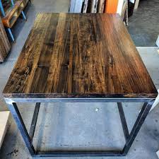 Ambrosia Maple Kitchen Island Custom Made By Barnboardstore Com Used Dark Stained Wood On Raw Steel Frame Dining Table Legs Metal Table Legs Table