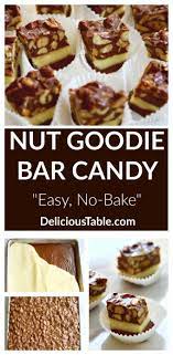 Nut Goodie Bar Candy Is An Addictively Sweet Chocolate Peanut Butter Candy Bar Famous In Midwes Nut Goodie Bars Recipe Goody Bars Recipe Candy Recipes Homemade