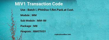 Miv1 Sap Tcode For Batch I Phindoc F Ret Pack At Cust