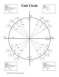 Unit Circle Blank And Completed Mathematics Worksheets Math About Me Math Notes