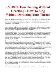 Your breathing needs to be relaxed to hit high notes. Pdf Tvh805 How To Sing Without Cracking How To Sing Without Straining Your Throat Ashley Scholar Academia Edu