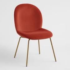 Rust Orange Velvet Vivian Dining Chairs Set Of 2 Orange Dining Chairs Velvet Dining Chairs World Market Dining Chairs