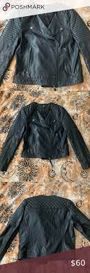 Topshop Quilted Faux Leather Biker Jacket Size 8 Topshop Black Quilted Faux Leather Biker Style Jacket S In 2020 Faux Leather Biker Jacket Topshop Jacket Biker Jacket
