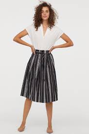 Black And White Striped Pleated Skirt Pdp Calf Length Skirts Striped Midi Skirt Blue Striped Skirt