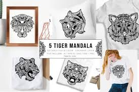 Farm animals svg svg, dxf, eps, png, files for use with silhouette studio and cricut design space. 5 Tiger Bundle Mandala Graphic By Vunira Creative Fabrica In 2020 Svg Design Design Bundles Mandala