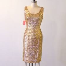 Vintage 1960s Cocktail Dress 60s Gold Sequin Party Wiggle Dress Nos W Tags Vintage Hourglass Viva La Vintage Dresses 1960s Sequin Cocktail Dress Wiggle Dress