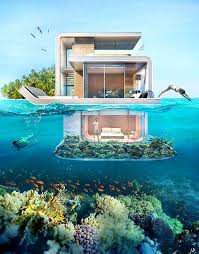 Not Your Ordinary Houseboat This Floating Home Has A Lower Level That S Submerged Underwater Underwater Bedroom Floating House Underwater Room