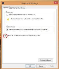 You can turn 'on' or 'off' your bluetooth settings from the notification area. Restoring Lost Bluetooth Icon To Your Windows System Tray Plugable Knowledge Base