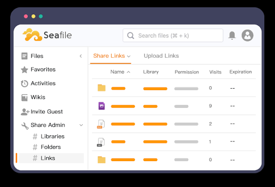 Seafile open-source file sync and share interface for personal cloud storage
