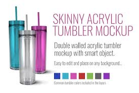 Skinny Acrylic Tumbler Mockup Acrylic Tumblers Mockup Free Psd Mockup Psd