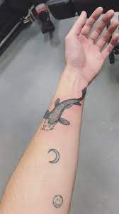 Koi Fish Tattoo Moon Tattoo Smiley Face Stick And Poke Face Fish Koi Moon Poke Smiley Stick Tattoo Tattoos Koi Fish Tattoo Moon Tattoo