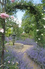 English Rose Garden Using Purple Flowers As Accent Boarders White Roses For Arbor Beautiful Gardens Gorgeous Gardens Dream Garden