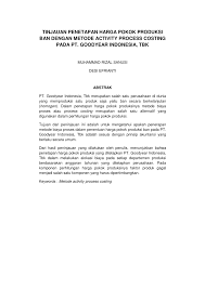 Universitas atau perguruan tinggi menggunakan spp (tuition), konsultan profesional 2 muhammad birusman nuryadin, harga dalam perpektif islam, jurnal ekonomi islam, hlm. Pdf Tinjauan Penetapan Harga Pokok Produksi Ban Dengan Metode Activity Process Costing Pada Pt Goodyear Indonesia Tbk