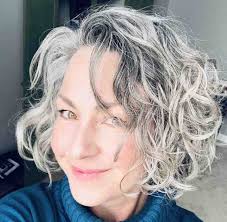 Grayhair Wavycurlyhairstyles Curlygray Curled Hairstyles For Medium Hair Grey Curly Hair Blending Gray Hair