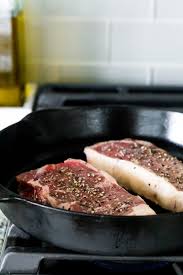How to cook steak strips in a pan. Cast Iron Seared Strip Steak The Best Most Flavorful Way To Make A Steak