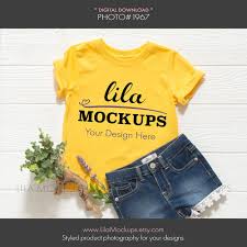 Yellow Kids Toddler T Shirt Mockup Photo Girl S Tshirt Etsy Shirt Mockup Toddler Tshirts Tshirt Mockup