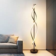 This standing light lamp shines on your spaces with its 3 tier shelves. Black Twist Standing Lamp Simple Led Metallic Reading Floor Lighting In Warm White Light Fl Standing Lamp White Light Floor Lamp Floor Lamps Living Room Modern