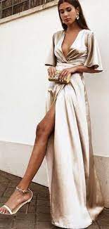 Half Sleeves V Neck Long Prom Dresses Popular 2020 Prom Dresses In 2021 Satin Prom Dress Dresses Prom Dresses Long