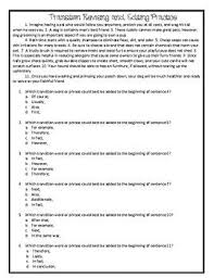 A Staar Formatted Practice To Help Students With Adding Transition Words And Phrases Transition Words Transition Words And Phrases Transitional Phrases