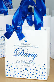 Baby 1st Birthday Goodie Bag Ideas 30 First Birthday Gift Bags For Favors Personalized Thank Etsy Birthday Gift Bags First Birthday Gifts Prince Party Favors