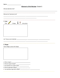 Element Of Art Review Worksheet Grade 5 Elements Of Art 7 Elements Of Art Art Worksheets