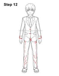 Finish drawing out the arms, and then begin sketching out the top part of his pants which includes the belt, and all. How To Draw A Manga Boy In School Uniform Front View Step By Step Pictures How 2 Draw Manga