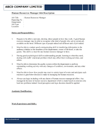 This includes developing job descriptions, preparing advertisements, checking application hiring manager resume. Human Resources Manager Job Description Template Wordtemplate Net