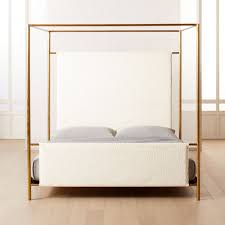 Canopy beds don't need too much introduction; Shop Odessa Shearling Canopy Bed King Brass Plated Iron Rod Frames This Modern Canopy Be Bed Frame And Headboard Modern Canopy Bed Modern Beds And Headboards