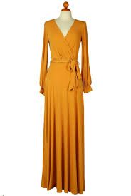 Mustard Long Split Cuff Sleeve Maxi Wrap Dress Product Images Of Dresses Maxi Dress With Sleeves Maxi Dress