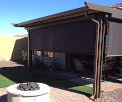 Patio bra™ sun shades are the perfect vinyl patio covers for your open lattice patio or deck and will stop the heat and rain while still allowing the light in the patio bra keeps the rain and the sun out so you have more days enjoying your patio. Retractable Shades Arizona Rain Gutters Shade Experts