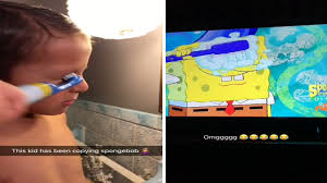 Spongebob cannot open his toothpaste, so he uses a wrench to open it. Spongebob Makes Kid Brush Eyes Youtube