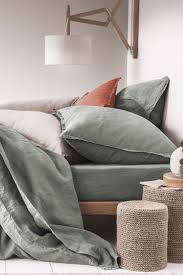 Housse De Couette En Lin Lave Couleur Vert Lichen Linge De Lit En Lin Lave Disponible Dans Housse De Couette Verte Chambre A Coucher Literie Linge De Lit Vert