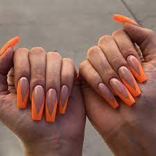 This acrylic nail design is one for the red carpet. Top 20 Creative Acrylic Nails In 2019 Nailart Naildesign Nails Nail Nails Designnails Manicure Perfe French Tip Nail Designs Orange Acrylic Nails Nails