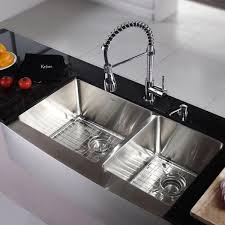Shop wayfair.ca for all the best farmhouse / country kitchen faucets. Kraus All In One Farmhouse Apron Front Stainless Steel 35 9 In Double Bowl Kitchen Sink With Chrome Faucet Khf203 36 Kpf1612 Ksd30ch The Home Depot
