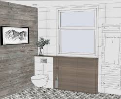 Histoires D Interieurs Ns Perspective Salle De Bains Pour Une Chambre D Hote Salledebains Toilette Rangement Surmesur Salle De Bain Salle Meuble Vasque