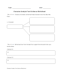 Citing Evidence Worksheets Text Evidence Character Trait Worksheets Textual Evidence