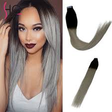 7a 1b grey ombre brazilian remy hair extensions 20pcs wholesale skin weft tape in human hair extensions by63 haarverlangerung haare haut