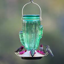 Once again, they created a beautiful glass style nectar feeder, a red one at that, with copper finish that can hold at least 24 oz of nectar. Perky Pet Cactus Top Fill Glass Hummingbird Feeder