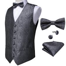 Everything you need to know to help you figure out the cufflinks: Party Wedding Formal Men Tuxedo Waistcoat Dark Gray Silver Red Men S Suit Vest Formal Blazer Bow Tie Pocket Square Set Dibangu Vests Aliexpress