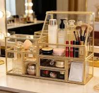Amazon.com: Hersoo Luxury Stackable Glass Cosmetic Organizer ...