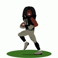 Moving animation of cartoon football player jumping up and down on referee's back. Sports Football Gif Sports Football Emoji Discover Share Gifs