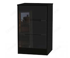 Drawer side/ drawer back:solid pine, adhesive. Welcome Furniture Monaco High Gloss Black 3 Drawer Locker Bedside Cabinet Fduk