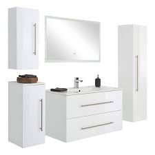 2 türiger hängeschrank in weiß hochglanz 70 cm breit. Badezimmer Set Mit Keramik Waschtisch Hella 02 In Weiss Hochglanz Hang