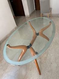Square and circle also an option. Oval Glass Dining Table Furniture Tables Chairs On Carousell