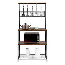 Vintage metal kitchen cart 3 shelves dishwashers consumer. Ubesgoo 3 Tier Vintage Kitchen Baker S Rack With Hooks And Gridwall Walmart Com Walmart Com