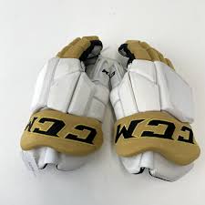 Used White And Gold Ccm Hgtkpp Gloves 14 Vegas Golden Knights V274 Sidelineswap