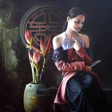 Image result for tranh thiếu nữ đẹp